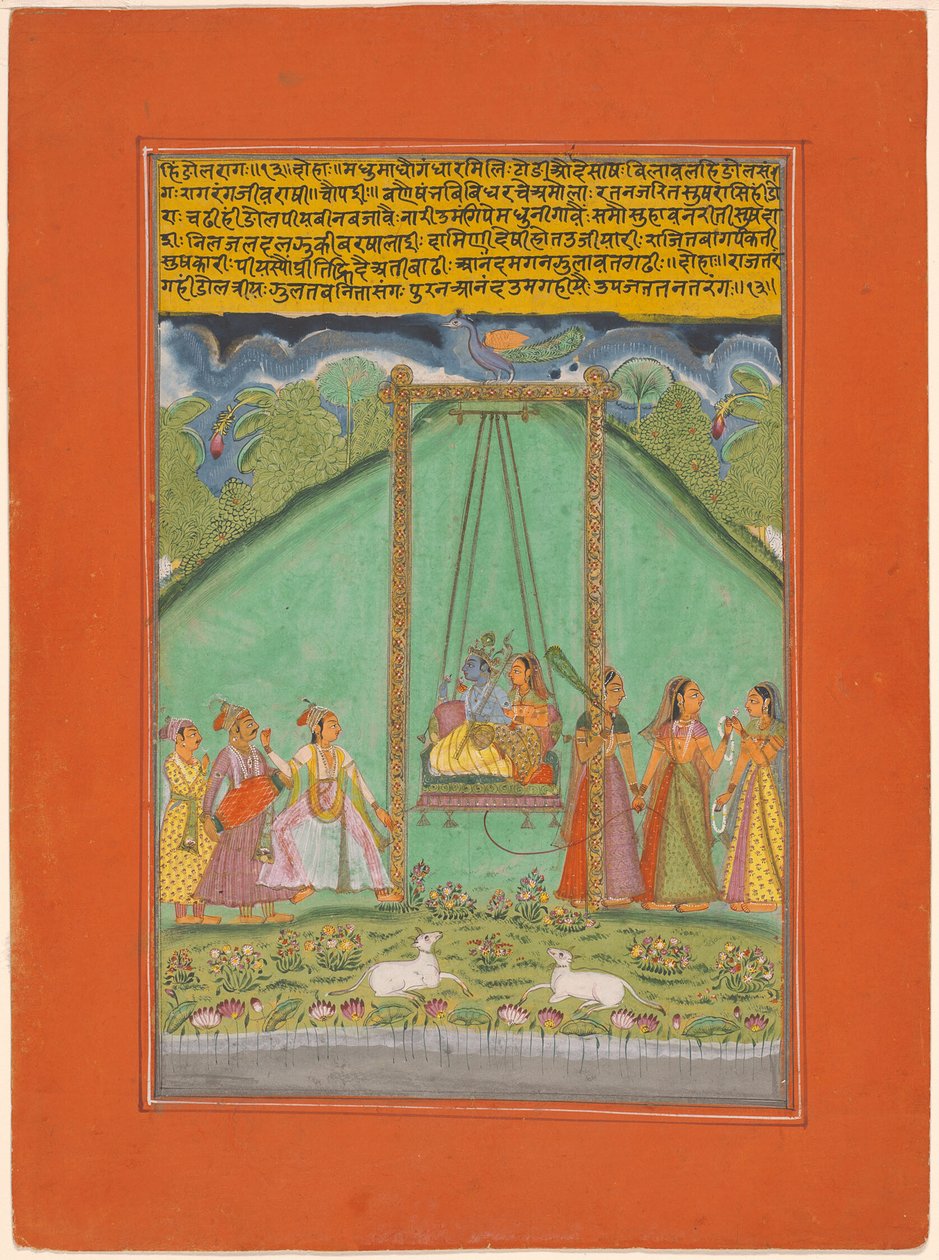 Hindol Raga, side fra en krans af musikalske ragaer (Ragamala) sæt af Unknown artist