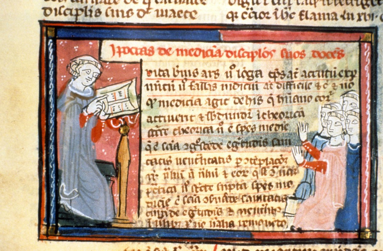 Hippokrates (-460 - -377) giver et løb - Illuminure of the Middle Age (ref.418 af Unknown artist