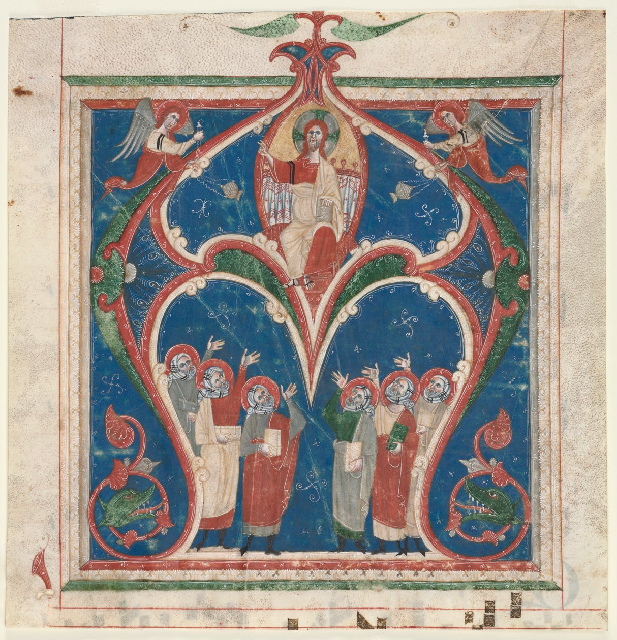 Historikert initial (A) Udskåret fra et antifonium: Kristus i majestæt med profeter af Unknown artist