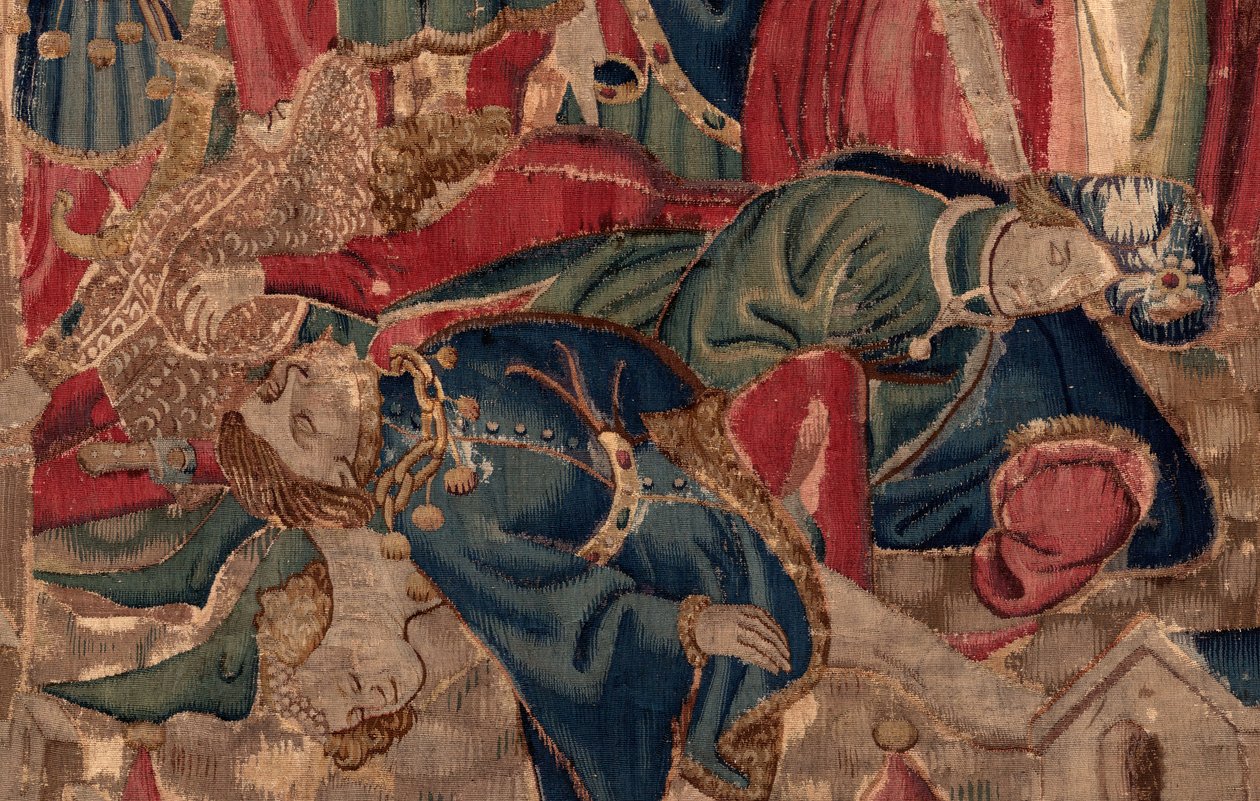 Historien om Saint Piat og Saint Eleuthère, Scene 14: Pesten knuser byen Tournai. Detalje. af Unknown artist
