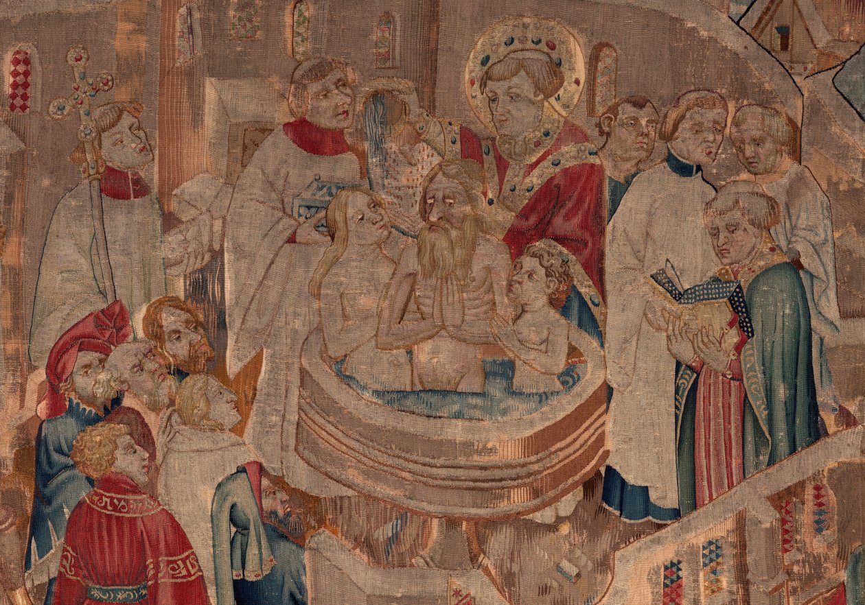Historien om Saint Piat og Saint Eleuthère, Scene 6 Detalje midt. Dåbsscene. af Unknown artist
