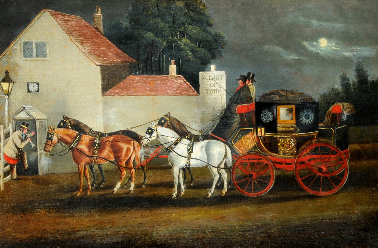 Hull and London Royal Mail Coach, ca. 1860 (olie på lærred) af Unknown artist