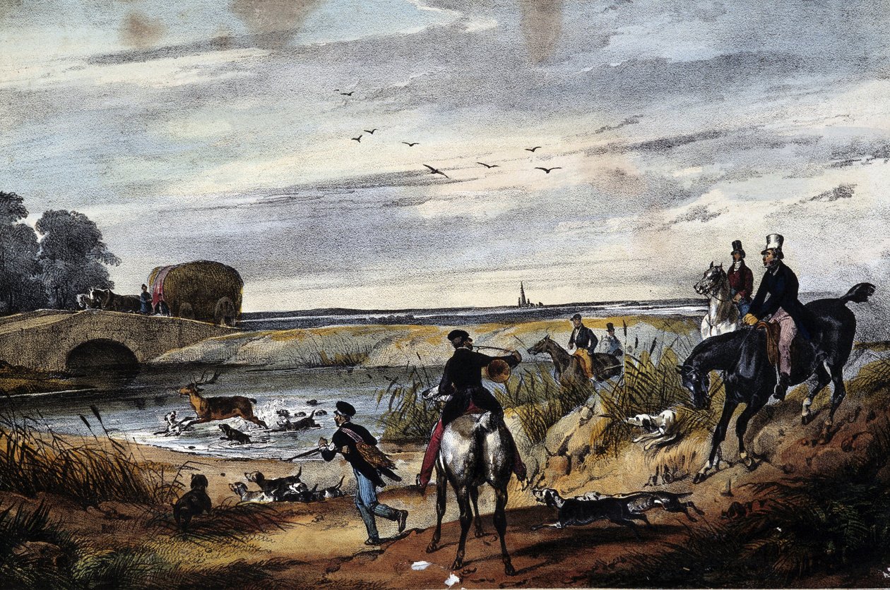 Jagtscene - Anonym gravering, ca. 1850 af Unknown artist