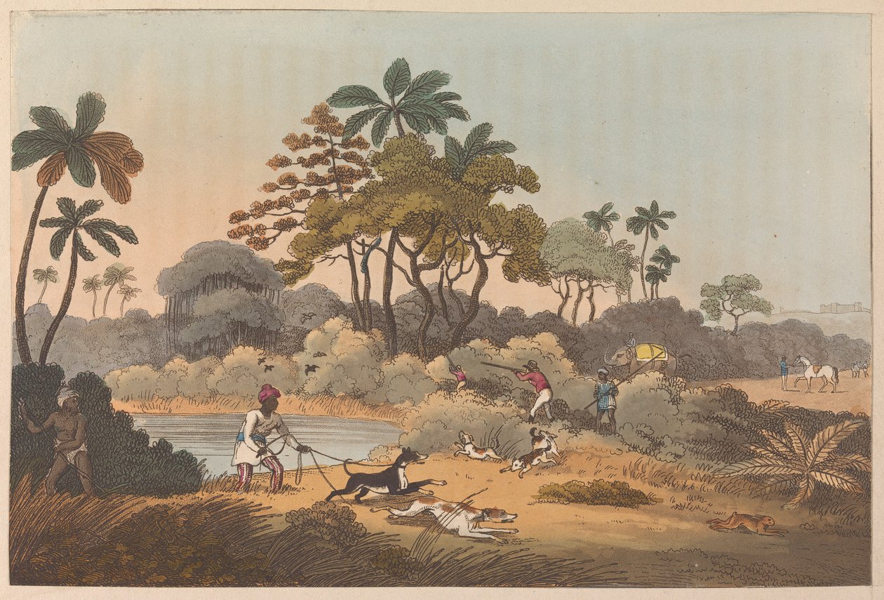 Jagtscene i Indien af Unknown artist