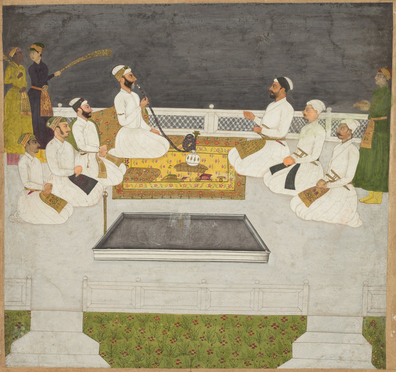 Husain Ali Khan underholder sine brødre (The Sayyid Brothers) af Unknown artist