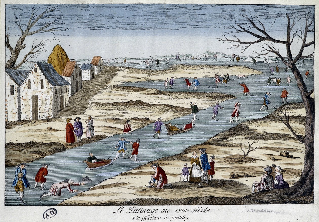Skøjteløb ved Gentilly - gravering af Unknown artist