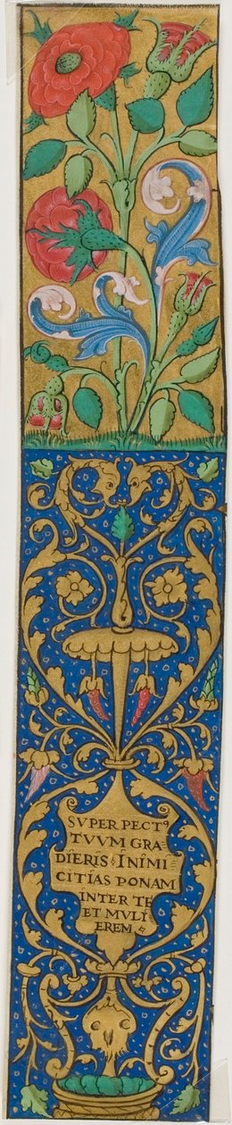 Illumineret kant med flora og grotesker fra et manuskript af Unknown artist