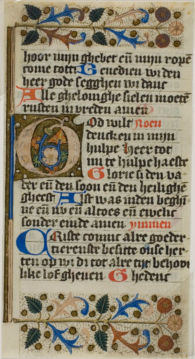 Illumineret initial "G" fra en bønnebog af Unknown artist