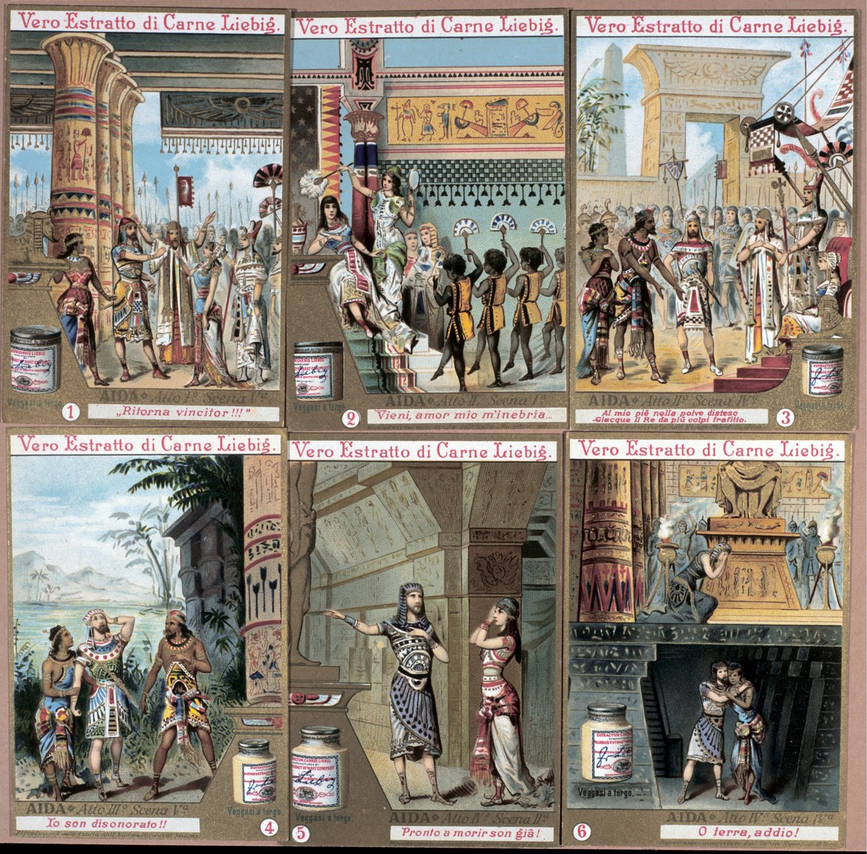 Illustration til operaen "" Aida" af den italienske komponist Giuseppe Verdi (1813-1901). kromolitografi fra slutningen af det 19. århundrede. af Unknown artist