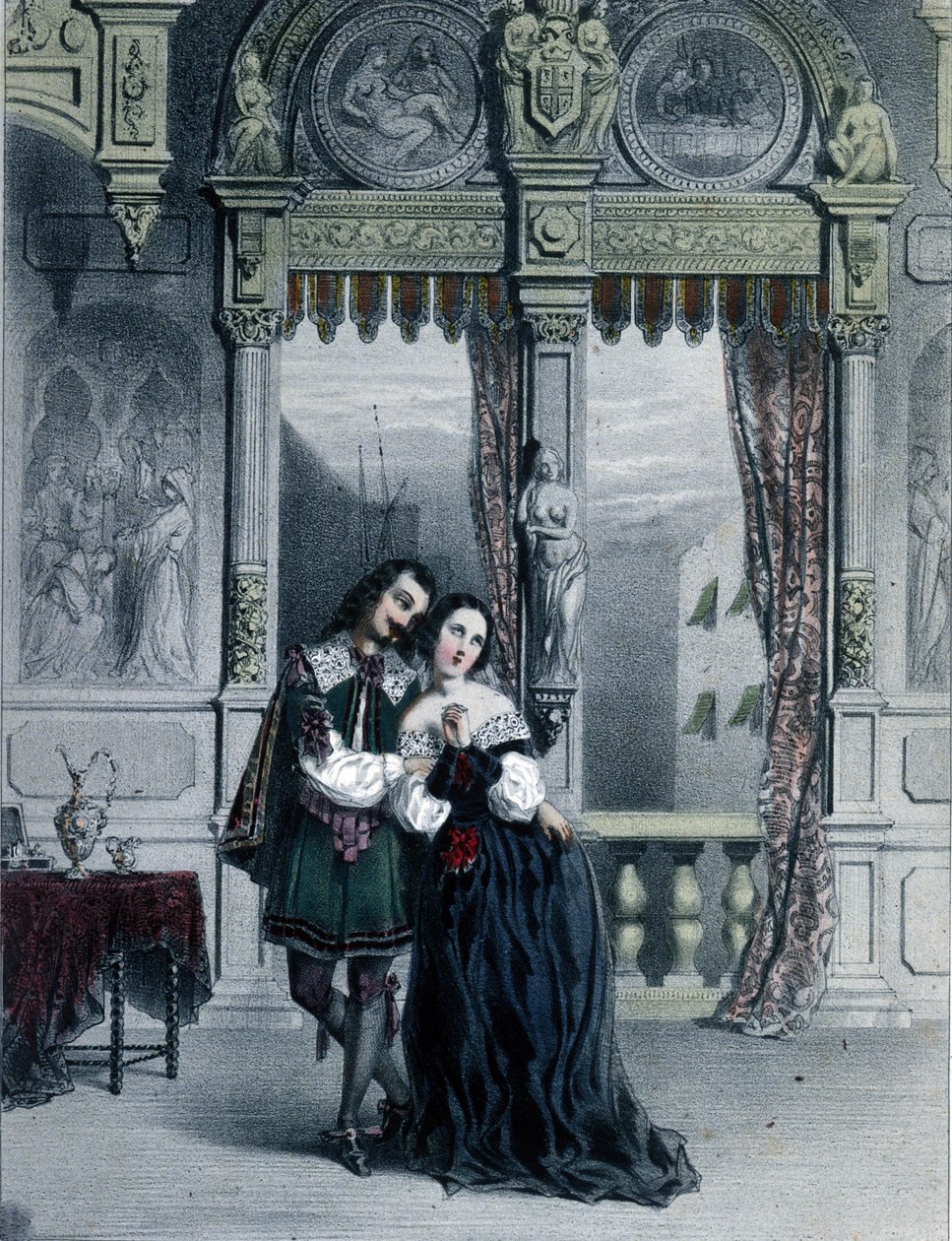 Illustration til anden akt af operaen "Alessandro Stradella" af Friedrich von Flotow (1812-1883) tysk komponist af Unknown artist
