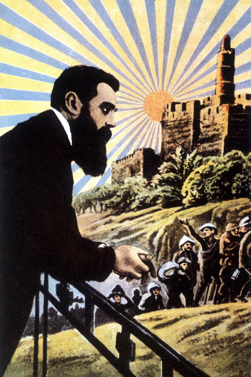 Illustration, der repræsenterer Theodor Herzl (1860 - 1904), jødisk forfatter af ungarsk oprindelse. af Unknown artist