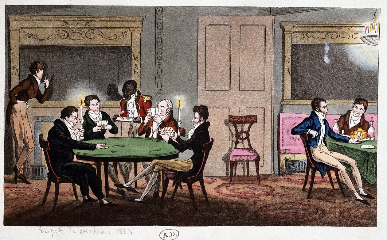 I en engelsk klub: “Cheating Tripot”, England af Unknown artist