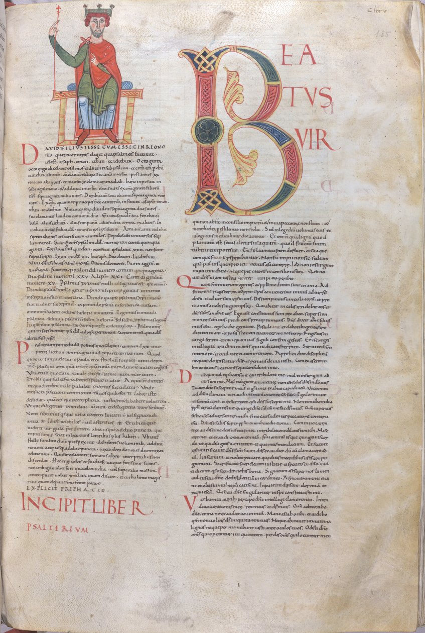 Incipit David, Beatus; Incipit of Psalms, 11. århundrede (miniature, membranøst manuskript) af Unknown artist