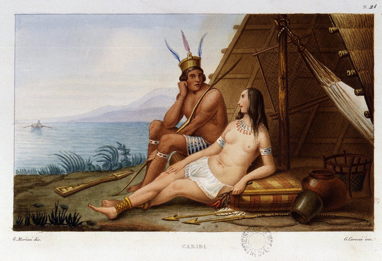 Indiske Caribiske par af Caribien af Unknown artist