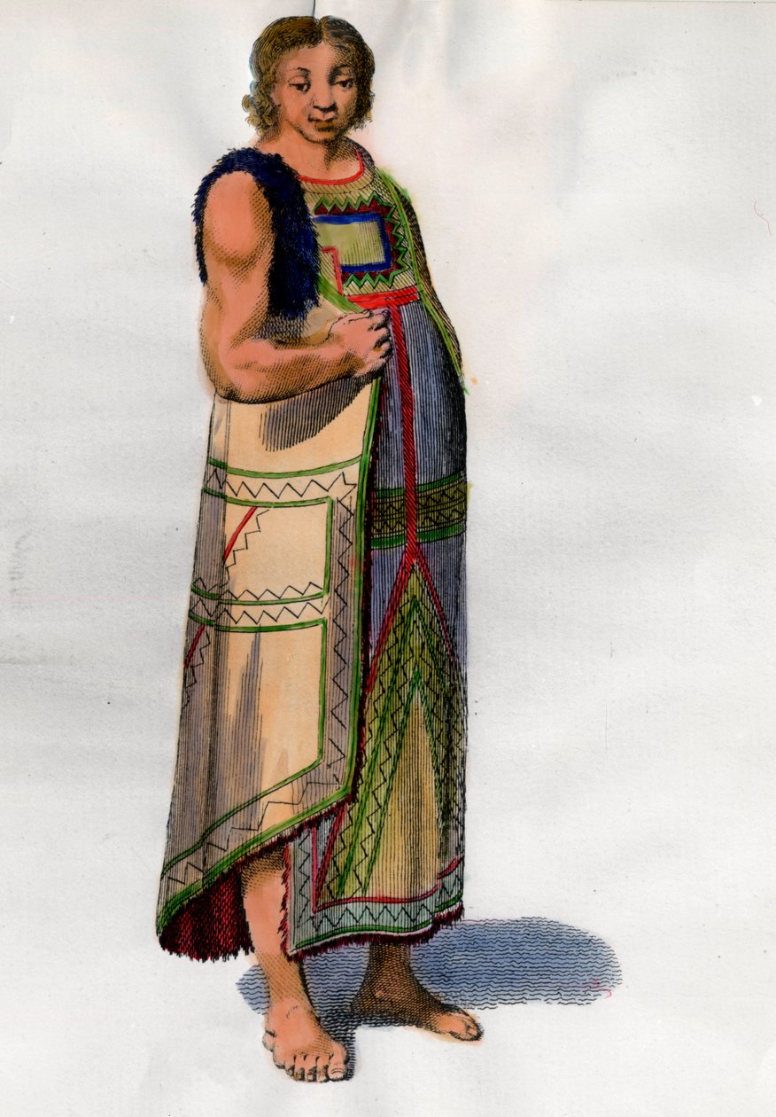 Indisk kostume fra Montevideo i Uruguay. Litografi fra slutningen af 1700-tallet. Paris, dekorativ kunst af Unknown artist