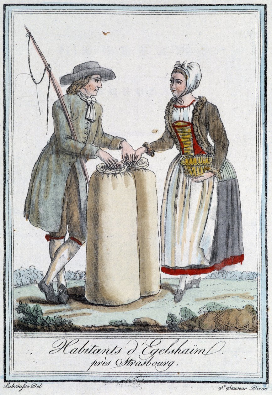 Indbyggere nær Strasbourg - i "" Travel Encyclopedia"" af Grasset Saint Sauveur, Paris-udgaven af Unknown artist