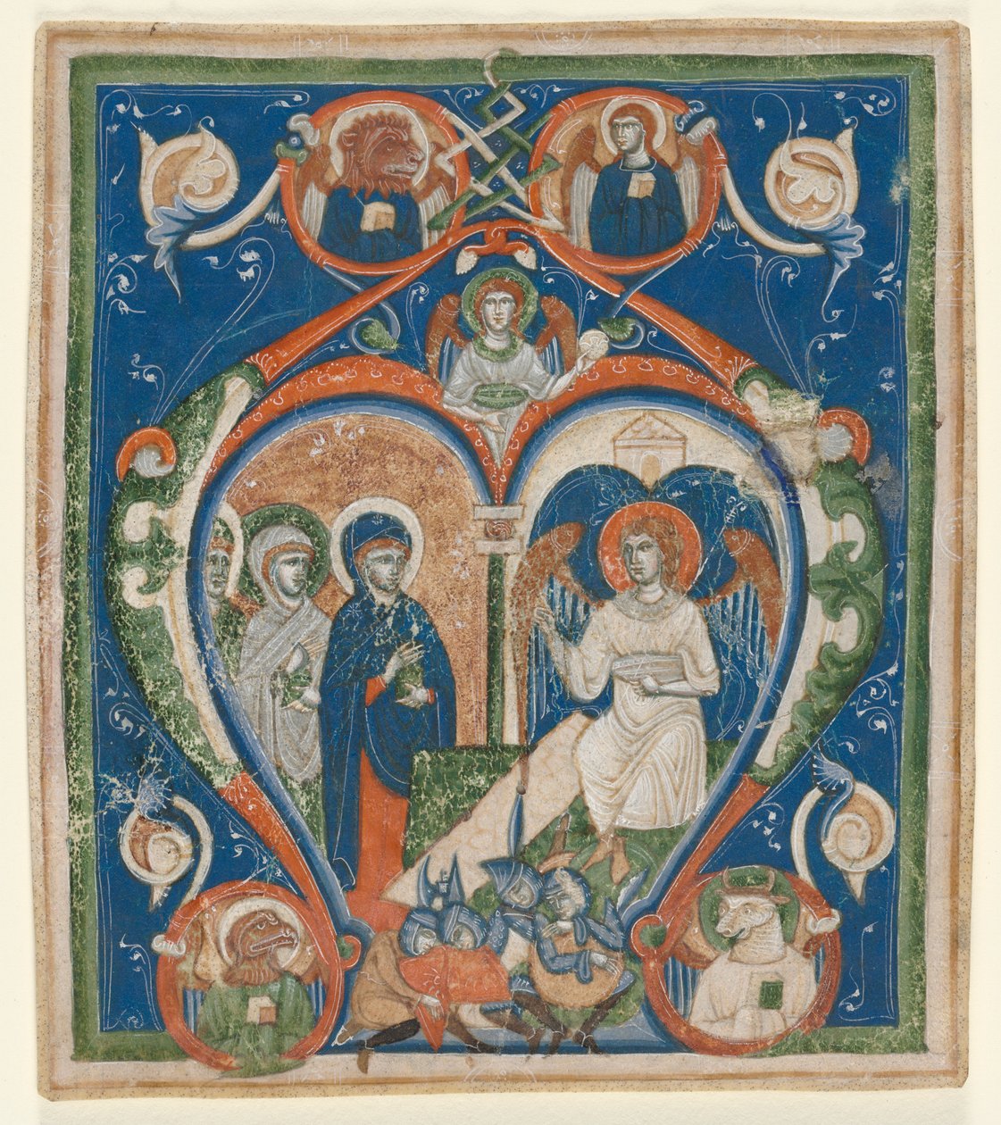 Initial A [ngelus Domini descendit] fra et antifonarium: De tre Mariaer ved graven af Unknown artist