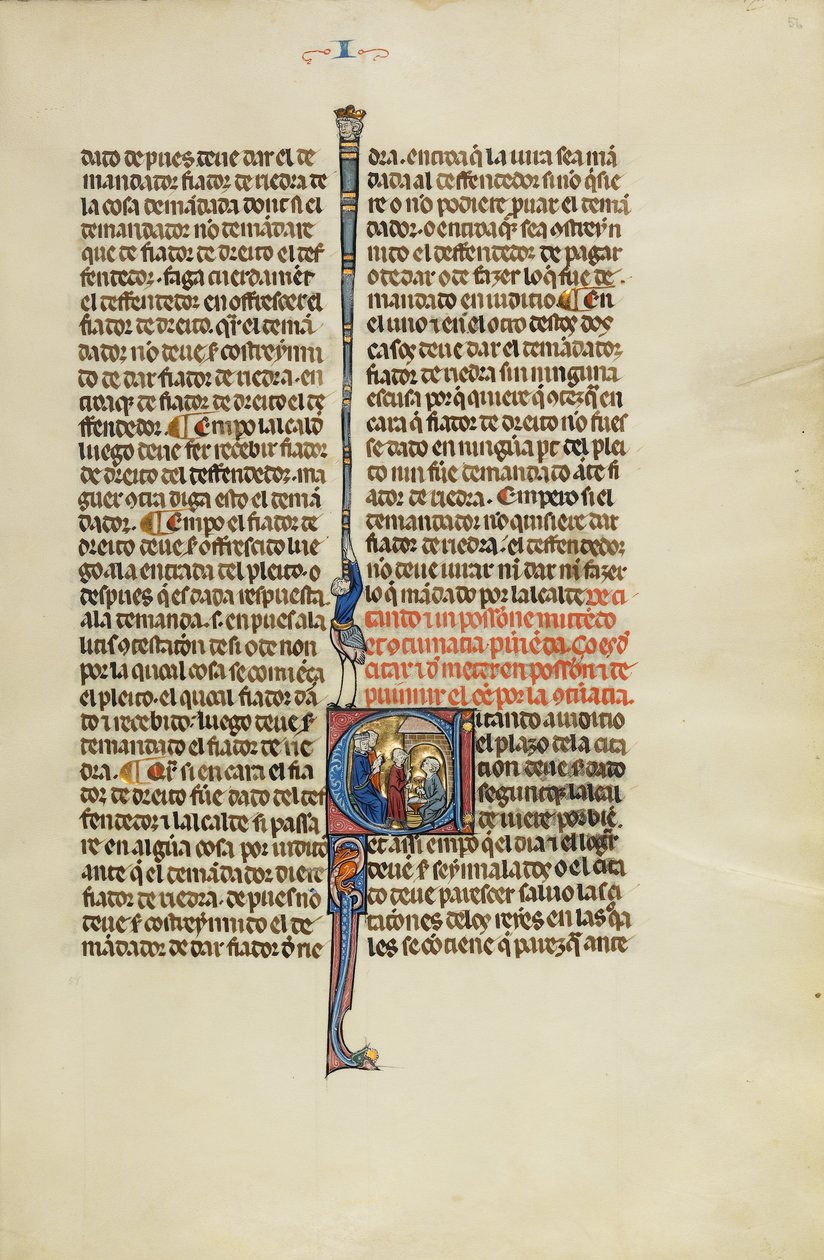 Initial C: En dommer og en advokat sender et bud til en mand, der arbejder ved en ambolt af Unknown artist