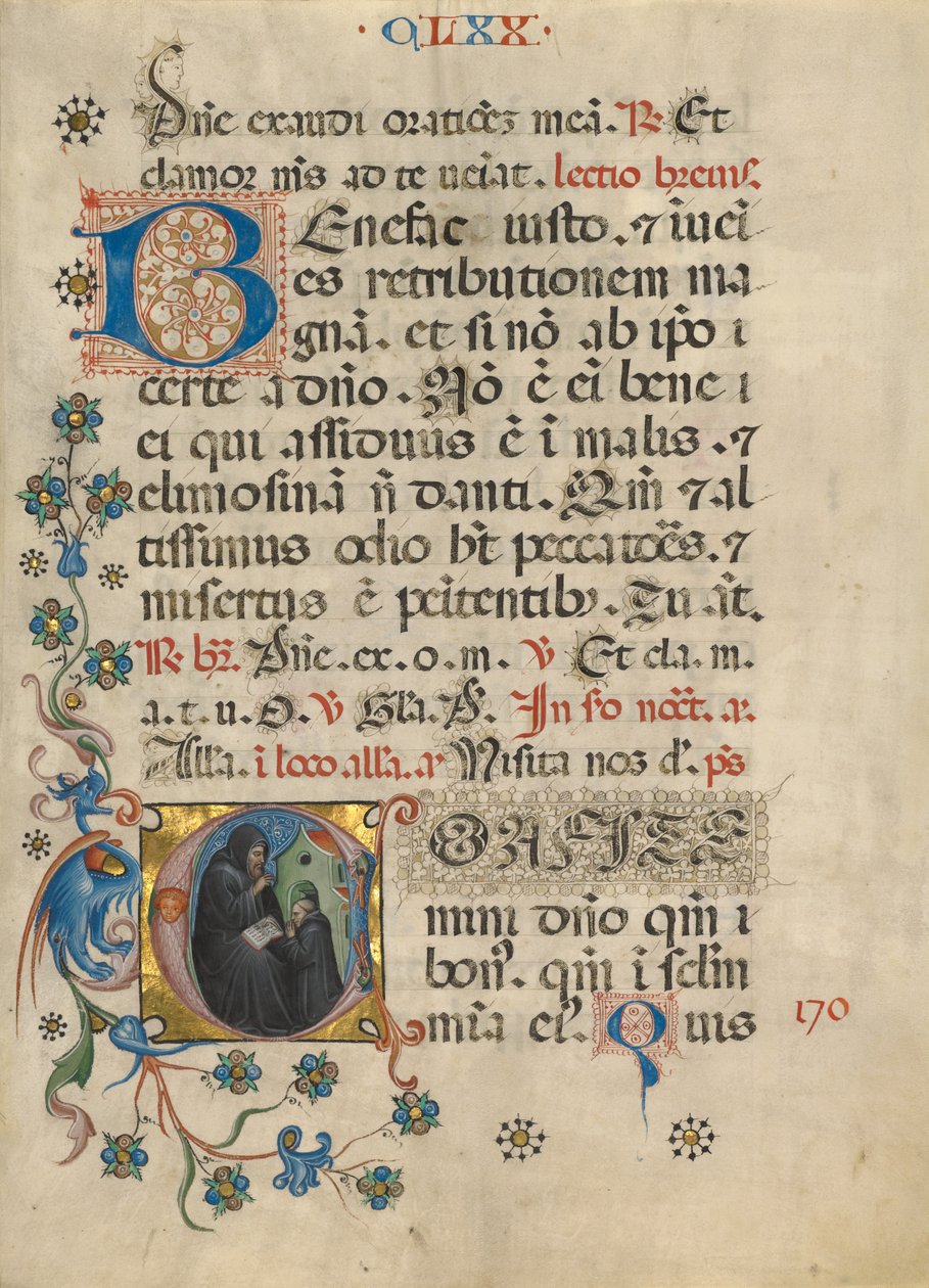 Initial C: Sankt Benedikt velsigner Maurus af Unknown artist