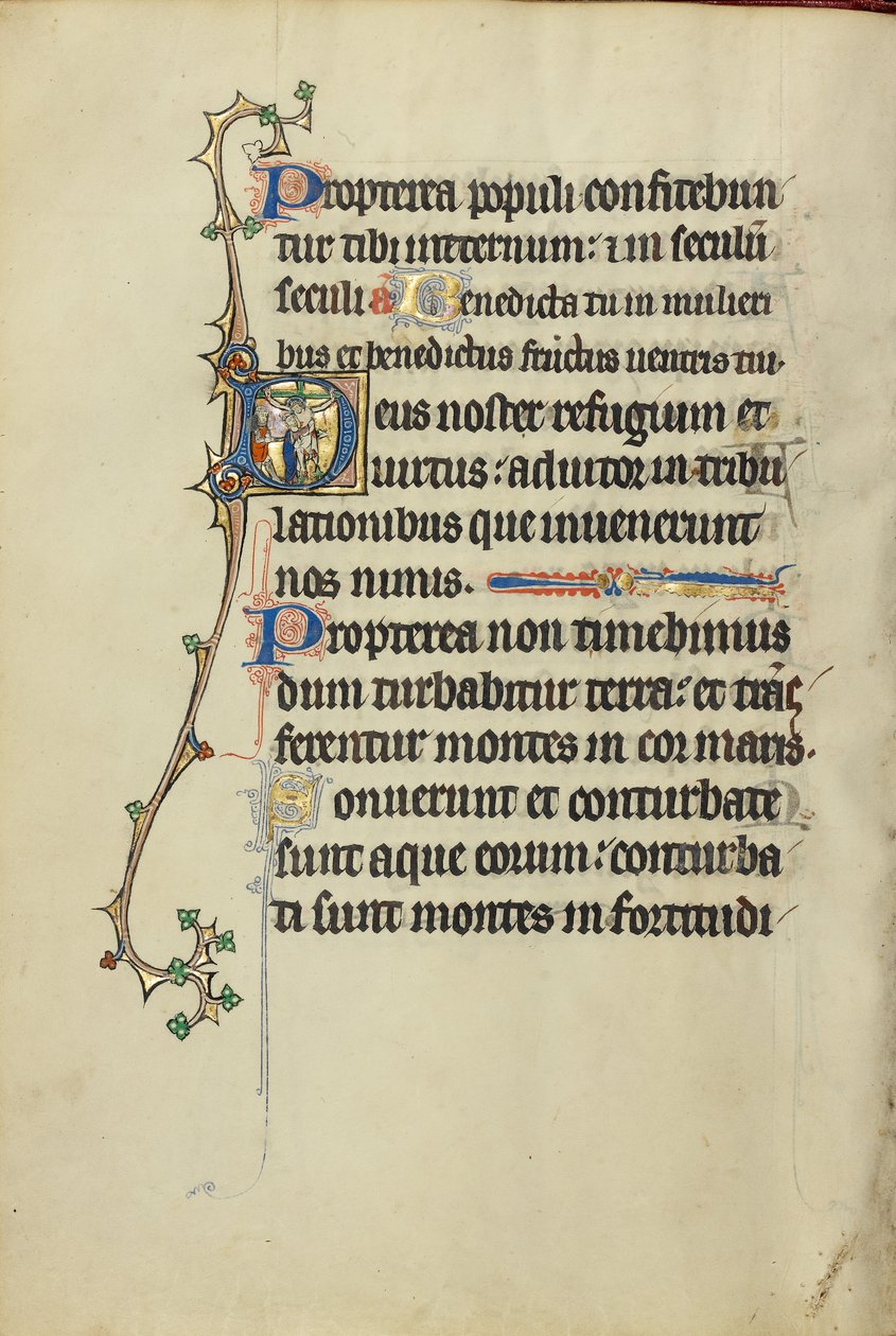 Indledende D: En mand, der omfavner Kristus på korset af Unknown artist