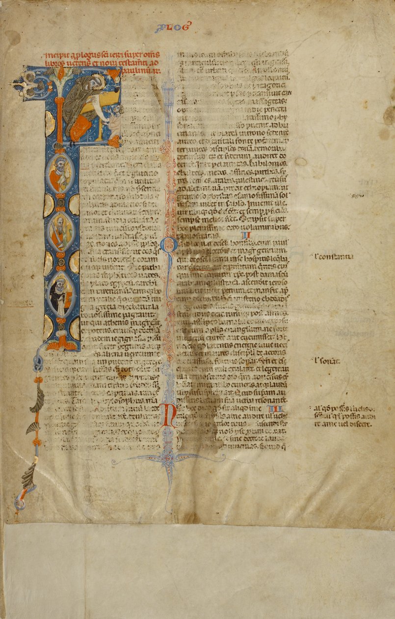 Initial F: De hellige Hieronymus, Peter, Paulus og Dominikus af Unknown artist