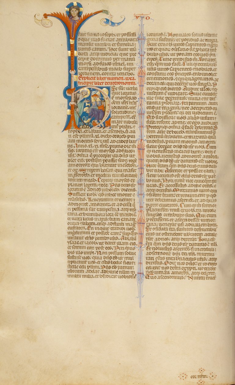 Initial H: Moses slår vand af klippen, og en israelit henter vand af Unknown artist
