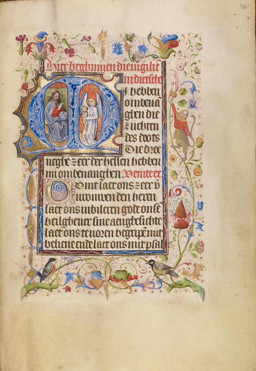 Initial M: En engel præsenterer en sjæl for Kristus som dommer af Unknown artist