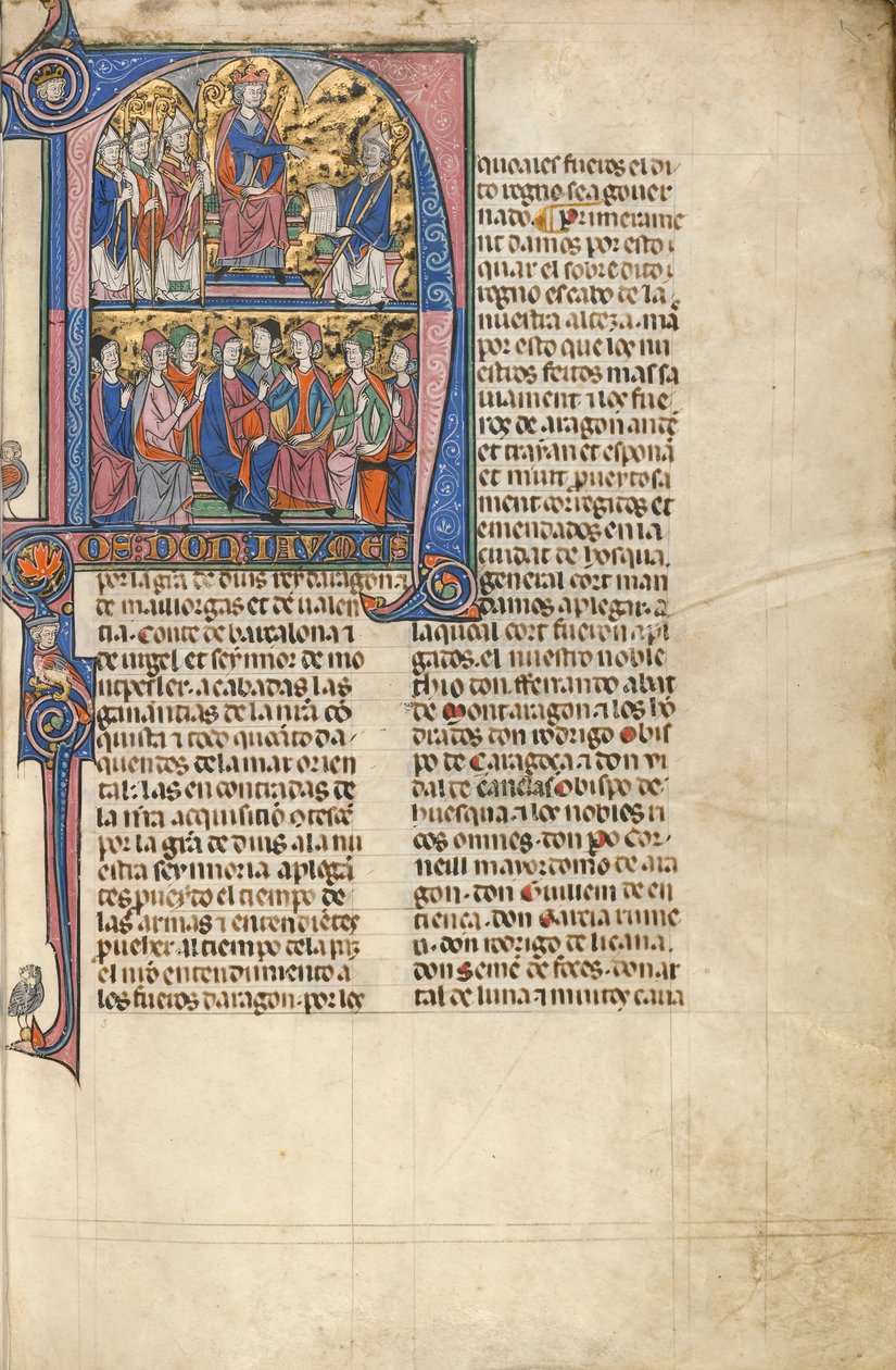 Initial N: Vidal de Canellas tilbyder sin tekst til King James af Unknown artist