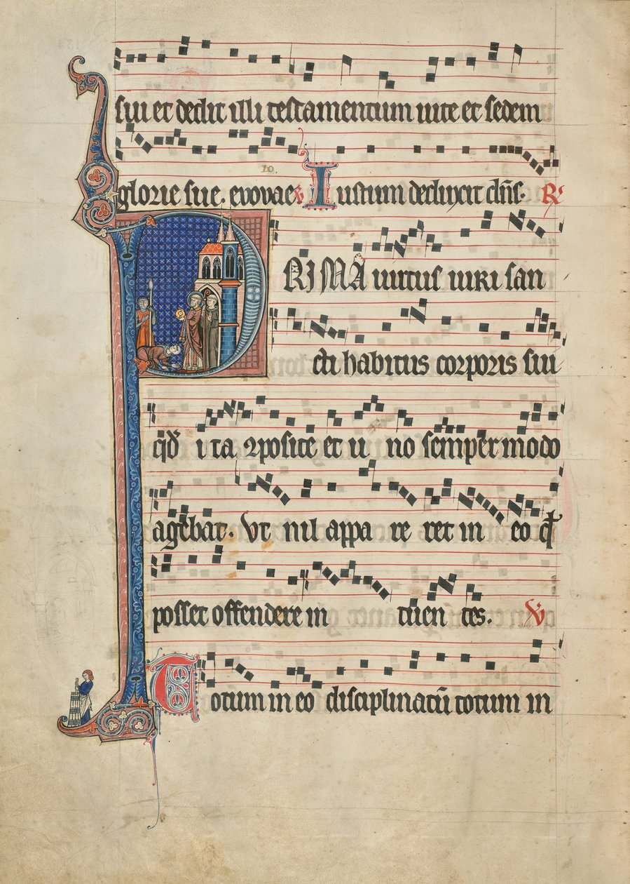 Initial P: Sankt Bernhard viser hostien til Vilhelm af Aquitanien af Unknown artist