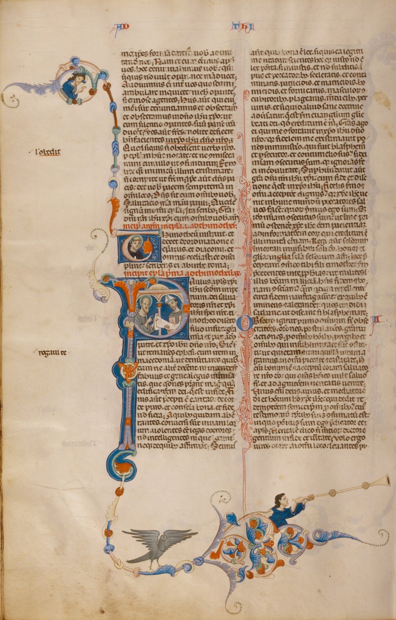 Indledende P: Sankt Paulus giver et brev til en biskop af Unknown artist