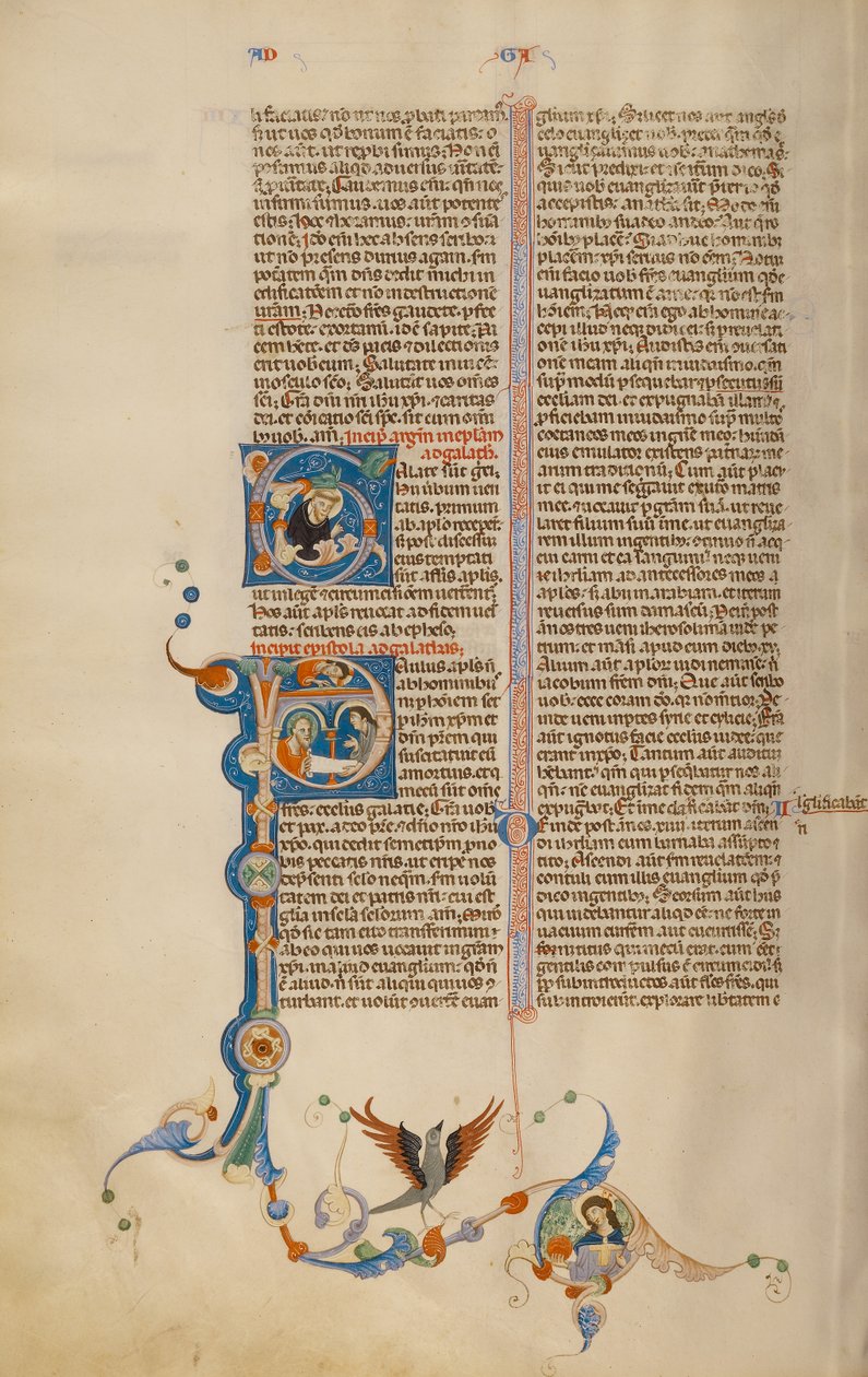 Initial P: Sankt Paulus giver et brev til en budbringer af Unknown artist