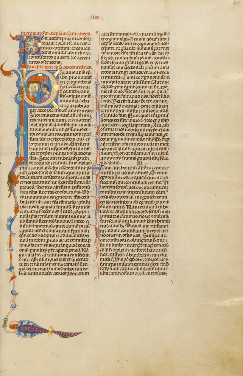 Initial P: Sankt Paulus giver et brev til en budbringer af Unknown artist