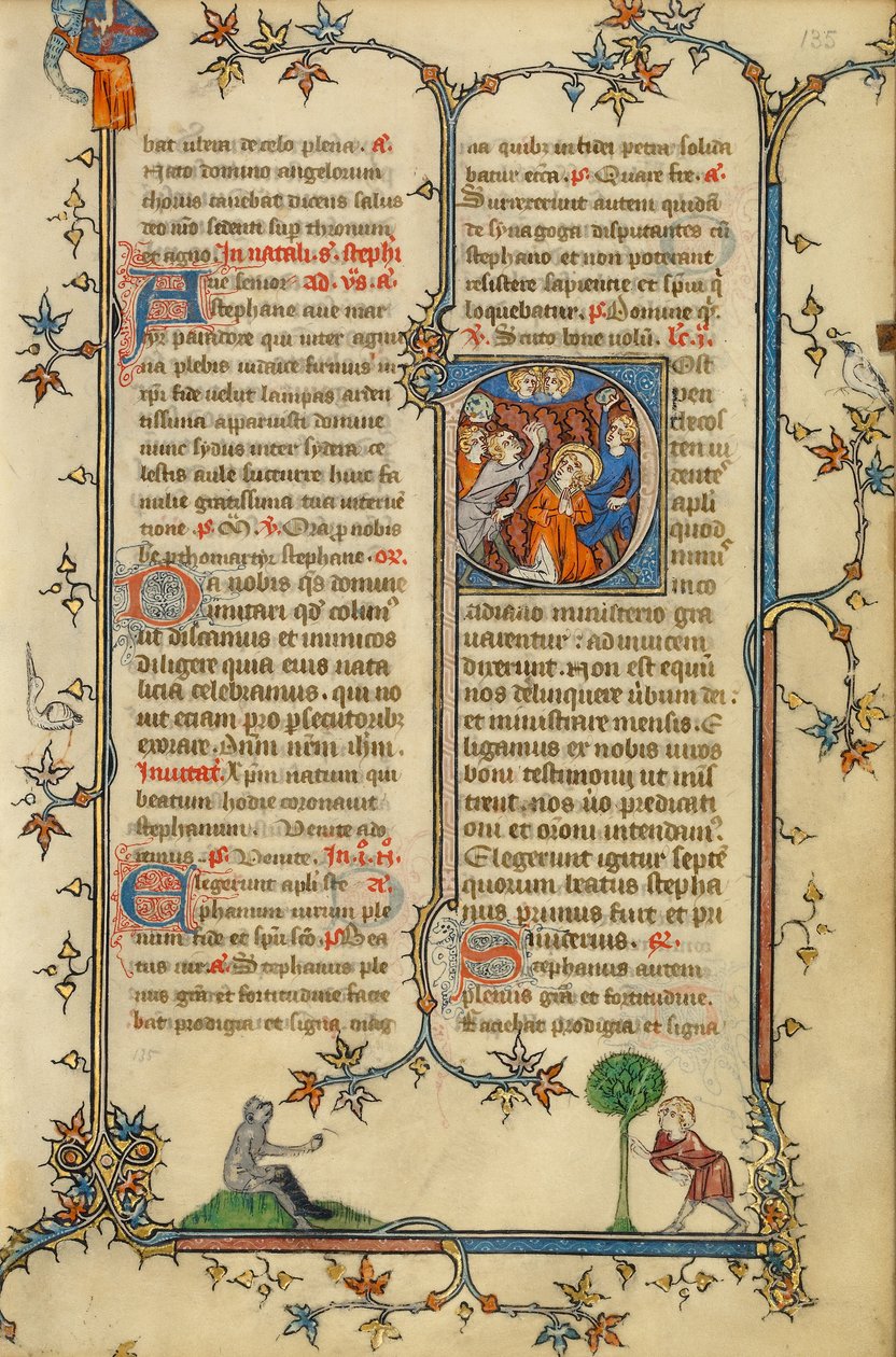 Initial P: Steningen af Sankt Stefan af Unknown artist