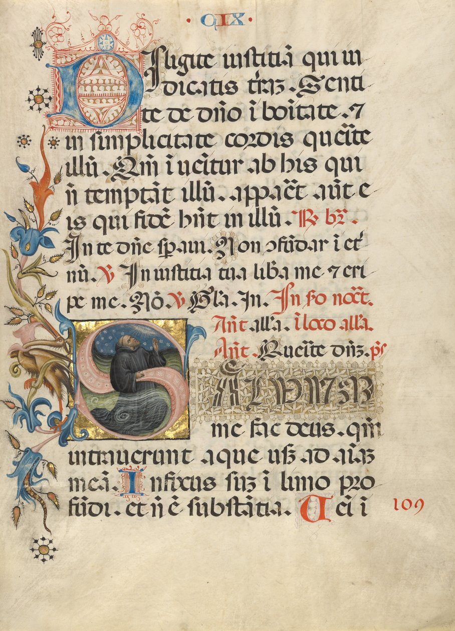 Indledende S: En munk, der beder i vandet af Unknown artist
