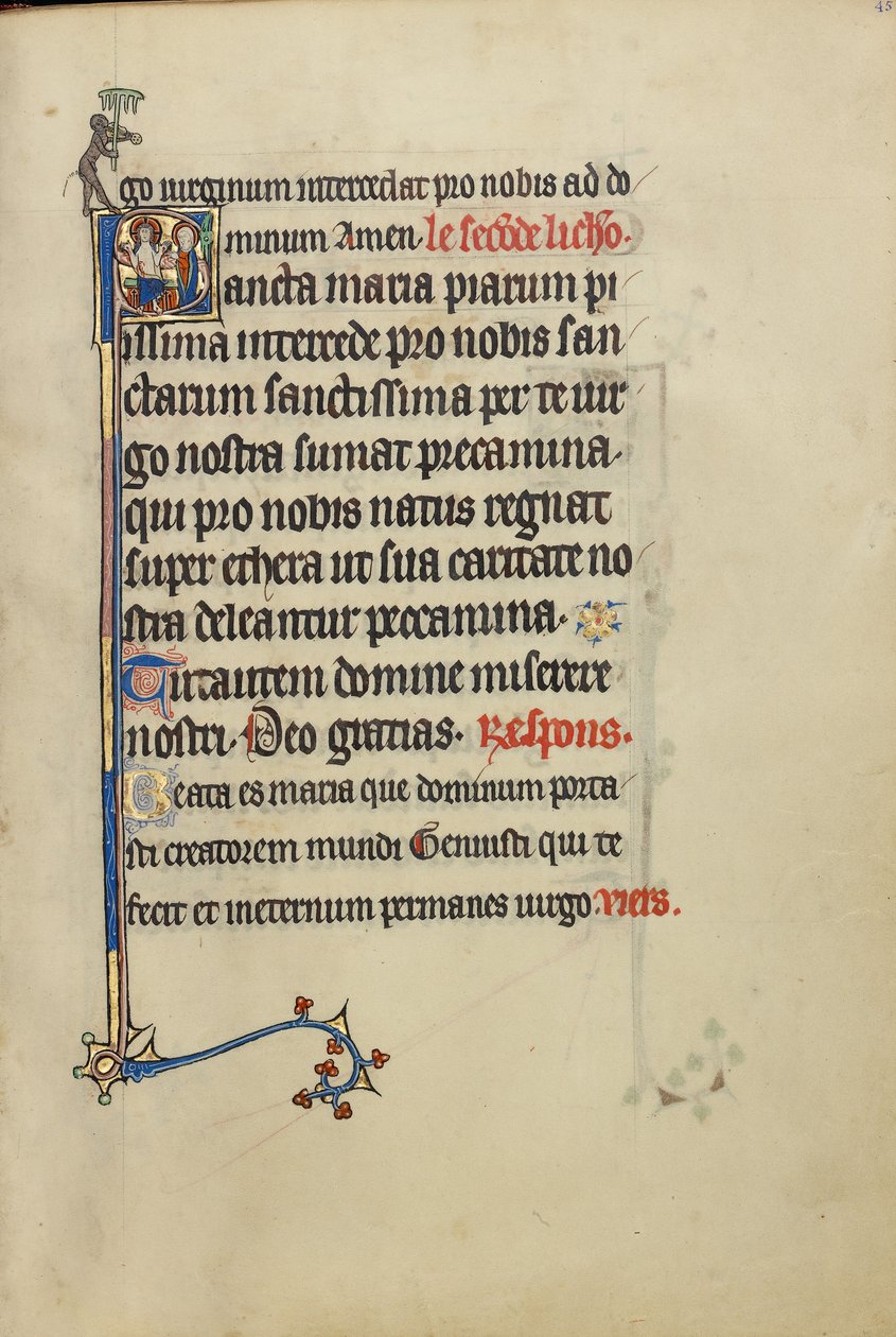 Initial S: Jomfru Maria og Kristus viser sine sår af Unknown artist
