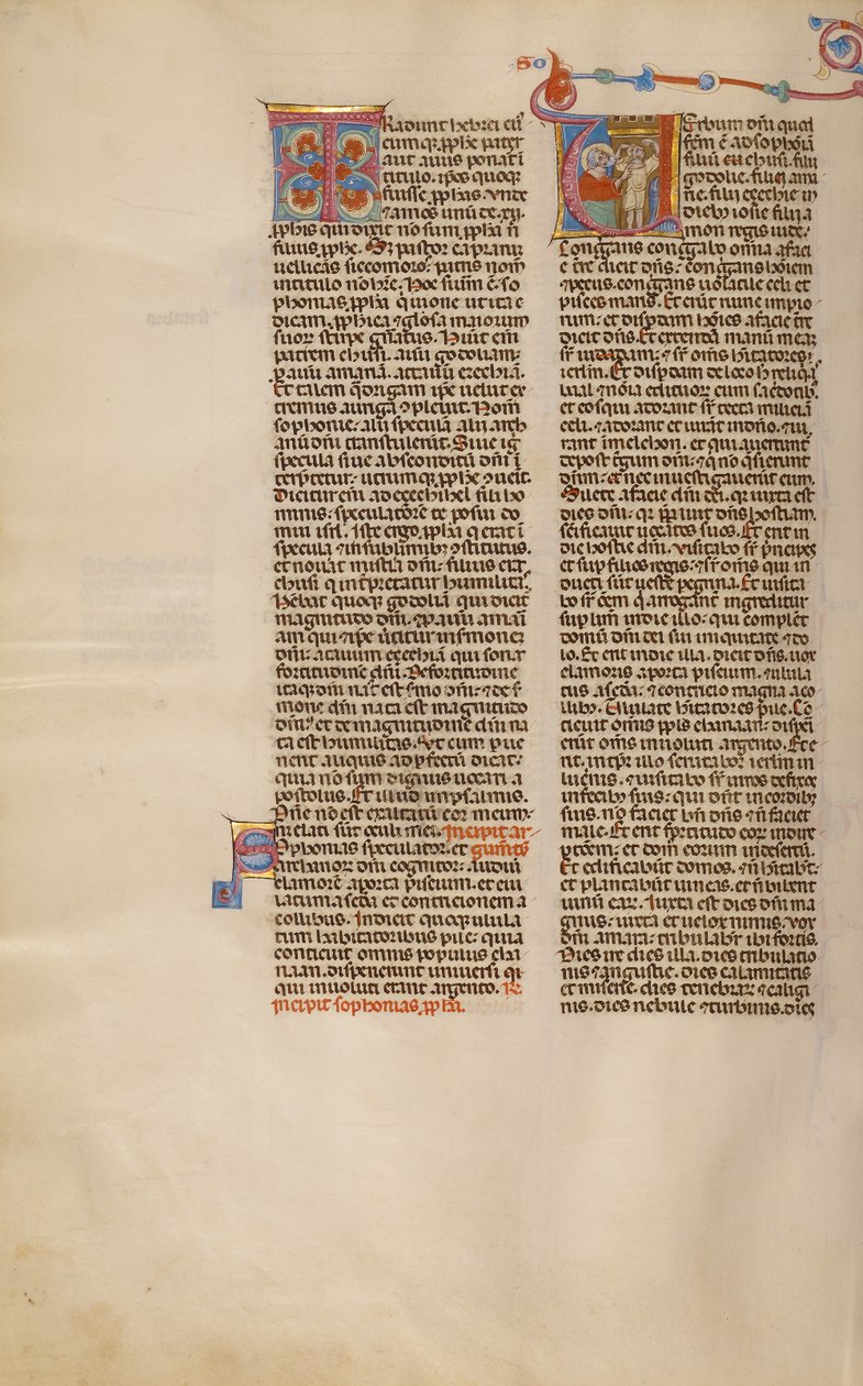 Initial V: Zephaniah peger på et barn af Unknown artist