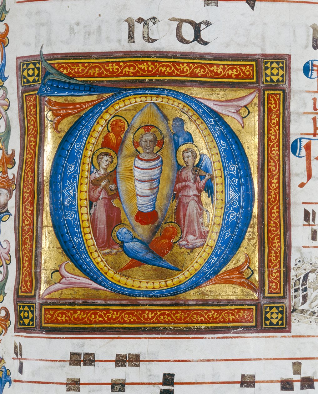 Forbogstav på en side, der tilhører en oplyst codex af Unknown artist