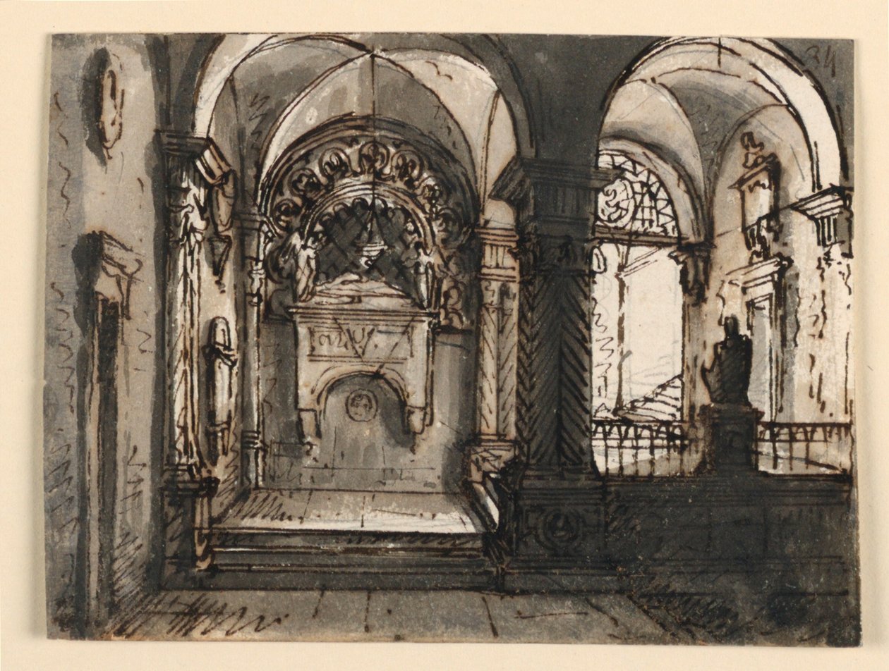 Kirkebygningens indre af Unknown artist