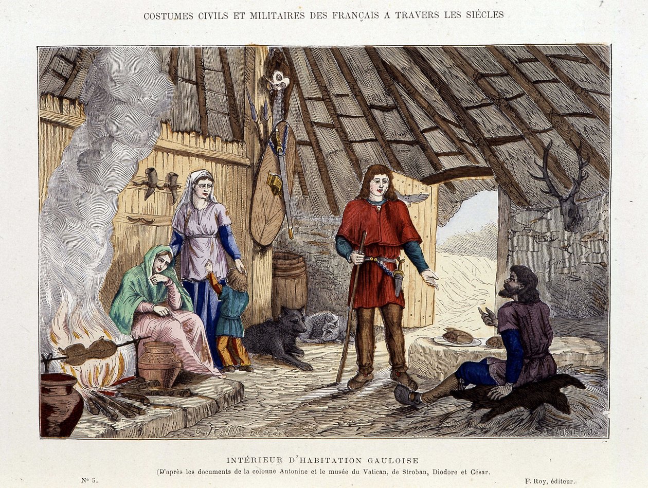 Interiør af galliske boliger - i "Frankrig og franskmændene gennem århundrederne"" af Unknown artist