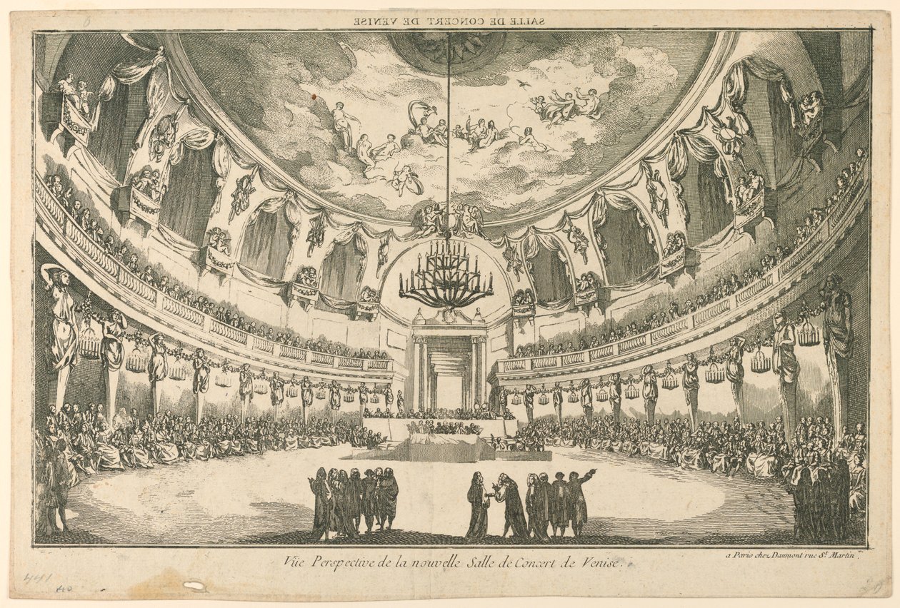 Interiør af den nye koncertsal, Venedig af Unknown artist