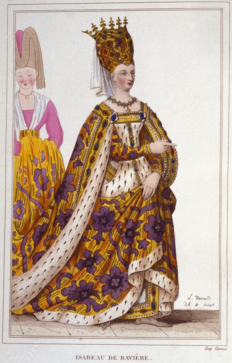 Isabelle (Isabelle, Elisabeth) af Bayern (1371-1435). Dronning af Frankrig. Stik af 1830. af Unknown artist