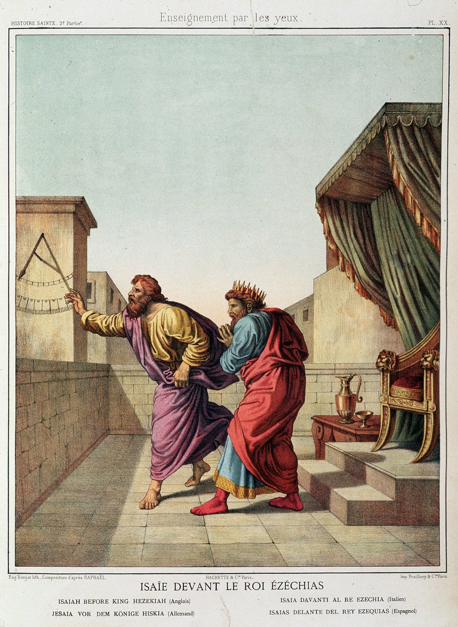 Esajas før kong Ezekias i "Hellig historie", red. Hachette af Unknown artist