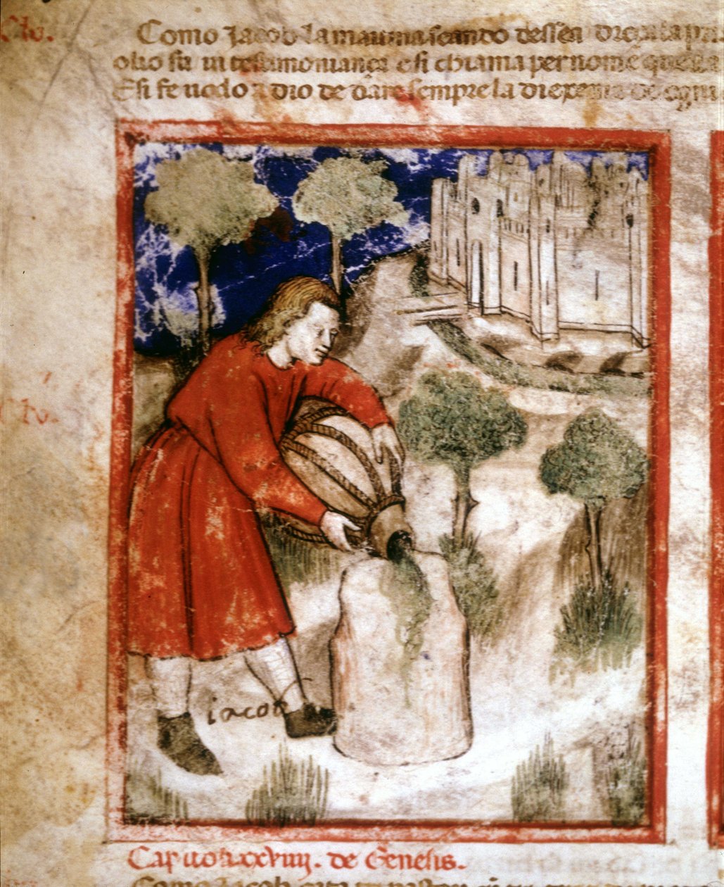Jacob. Side af et manuskript fra Pentateuken. 14. århundrede. af Unknown artist