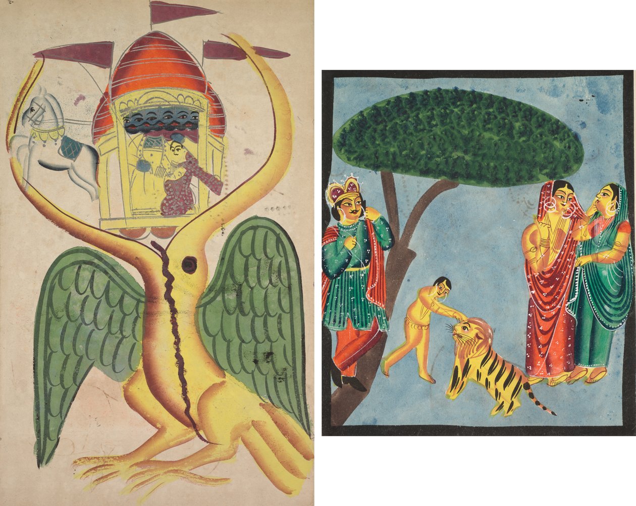 Jatayu hindrer Ravanas vogn og forsøger at forhindre bortførelsen af Sita af Unknown artist