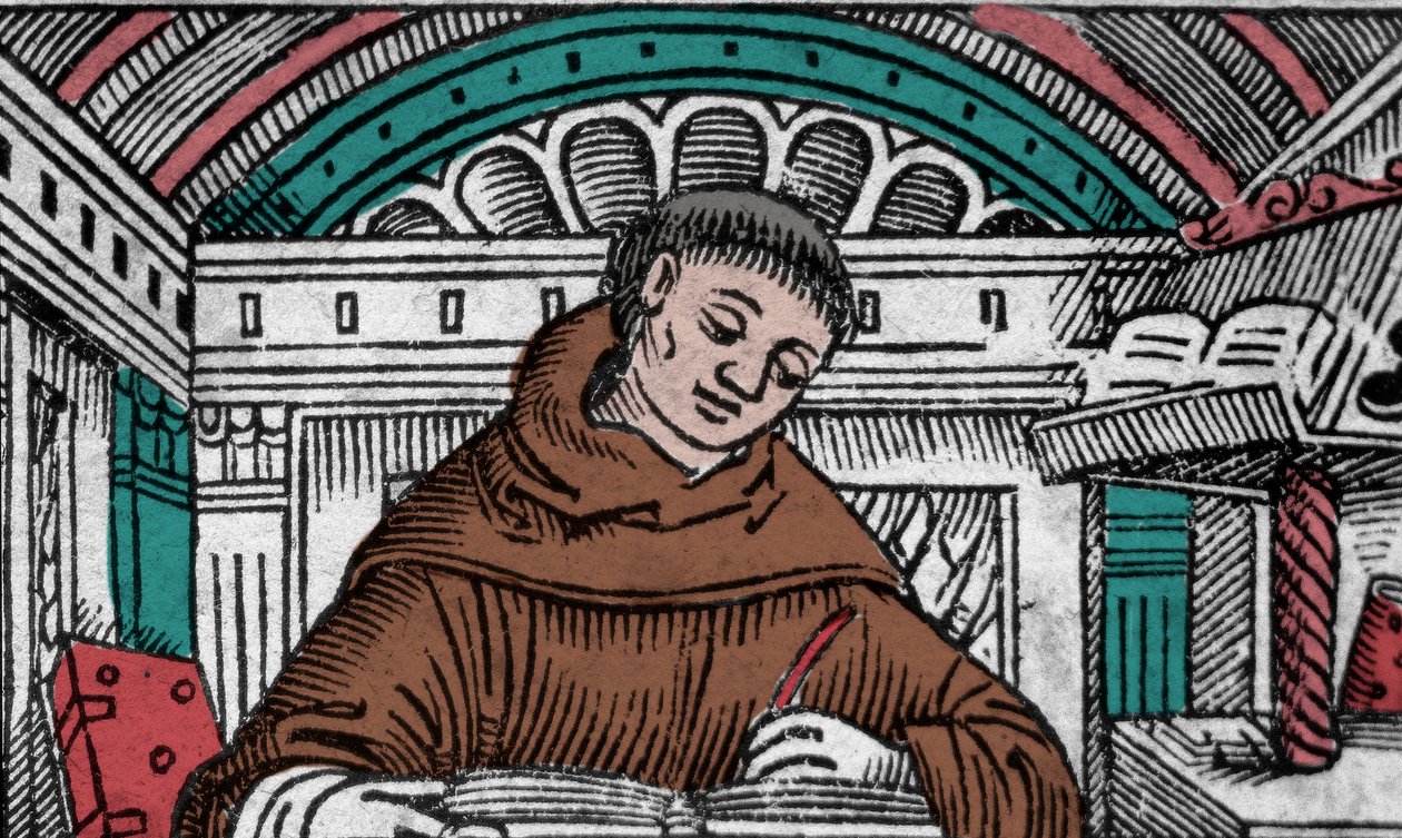 John Duns Scotus (1265? -1308), kalder også Jean Duns Scott eller Jean Duns Scot, franciskansk filosof. Indgravering af det 16. århundrede af Unknown artist