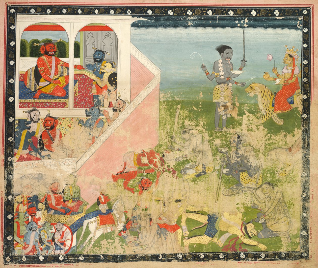 Kali og Devi Attack: Blad fra en Devi Mahatmya af Unknown artist