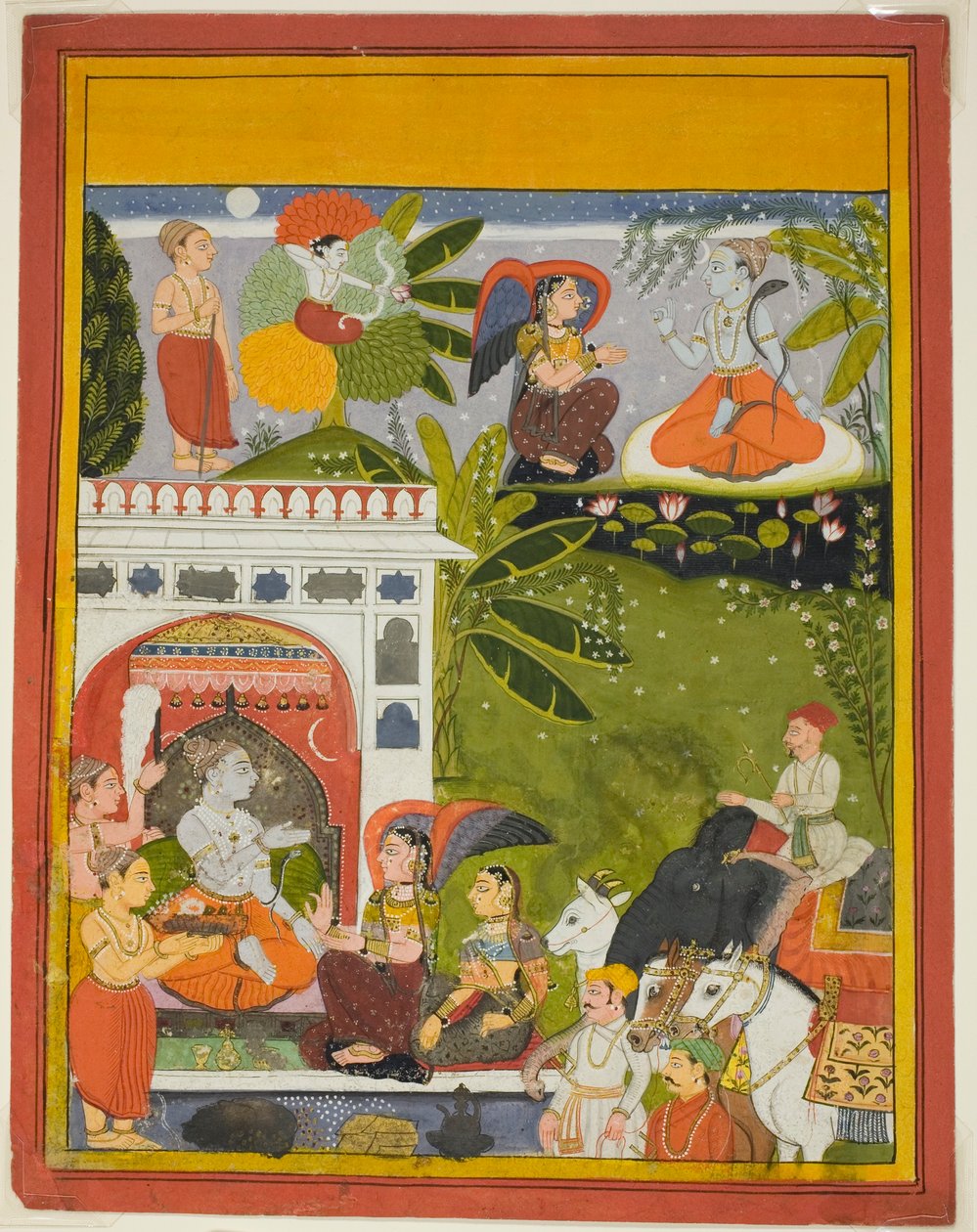 Kama skyder en kærlighedspil mod Shiva, fra en kopi af Gauris sang (Gita-Gauri) af Unknown artist