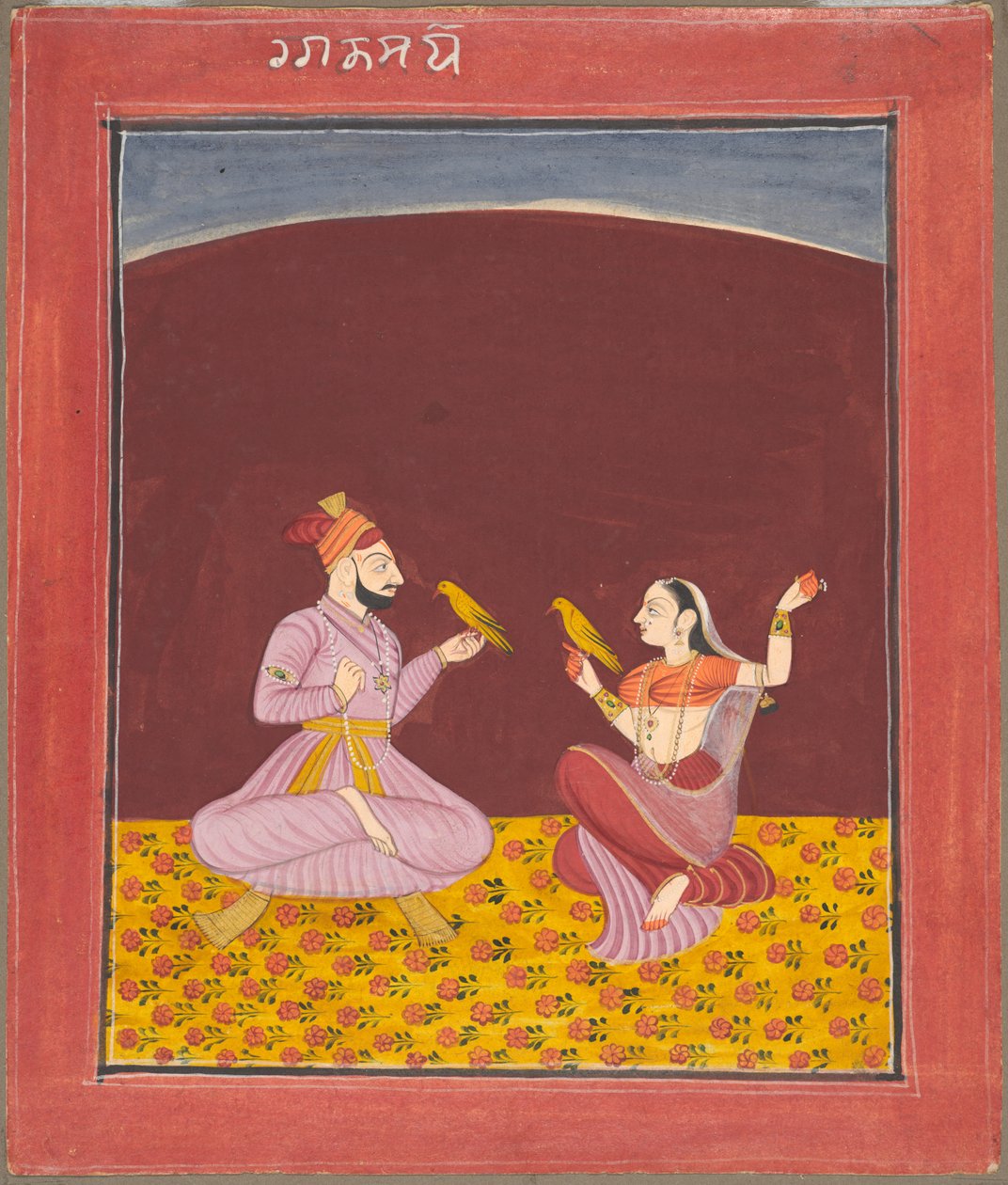 Kamod Raga fra "Dipak Raga"-familien, side fra en Ragamala-serie af Unknown artist