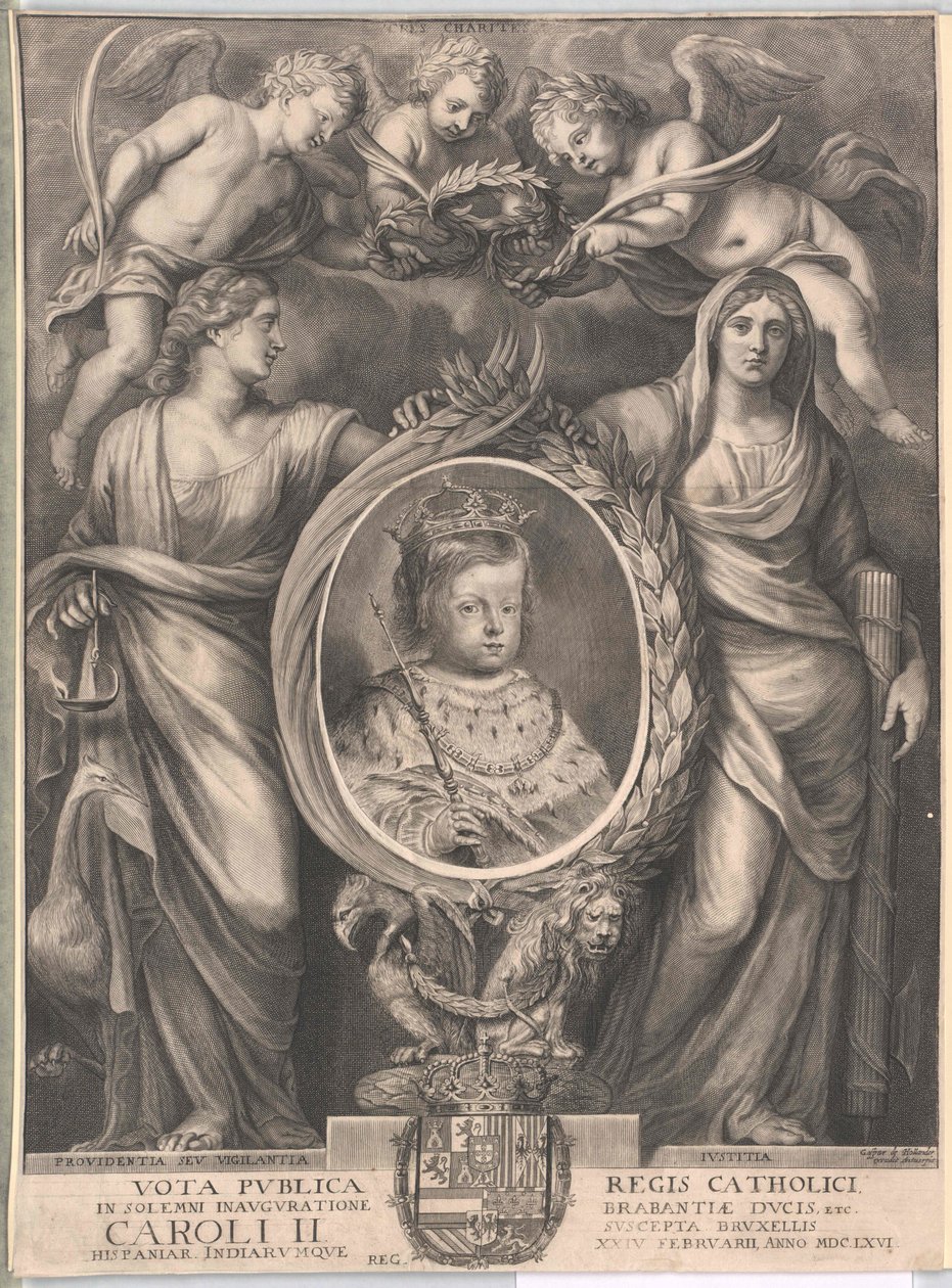 Kongen af Spanien Karl II (print) af Unknown artist