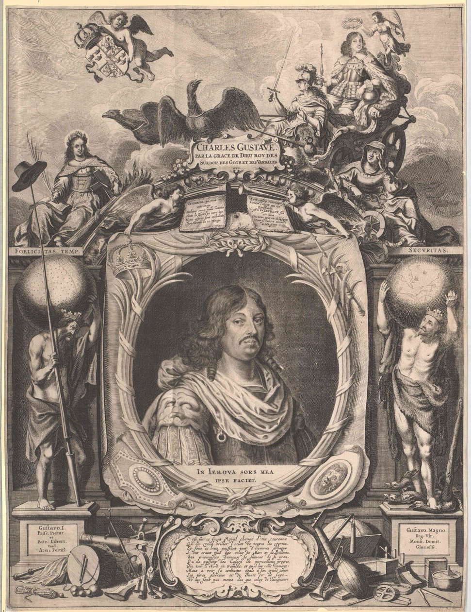 Sveriges konge Karl X. Gustav (print) af Unknown artist